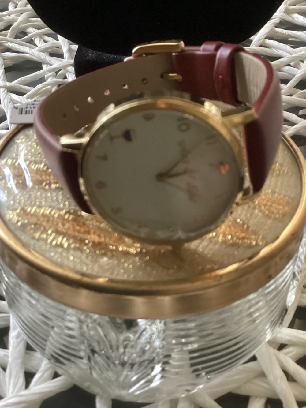 Kate Spade Wine & Dine Burgandy Band Quartz Watch New Battery .NWT Metro